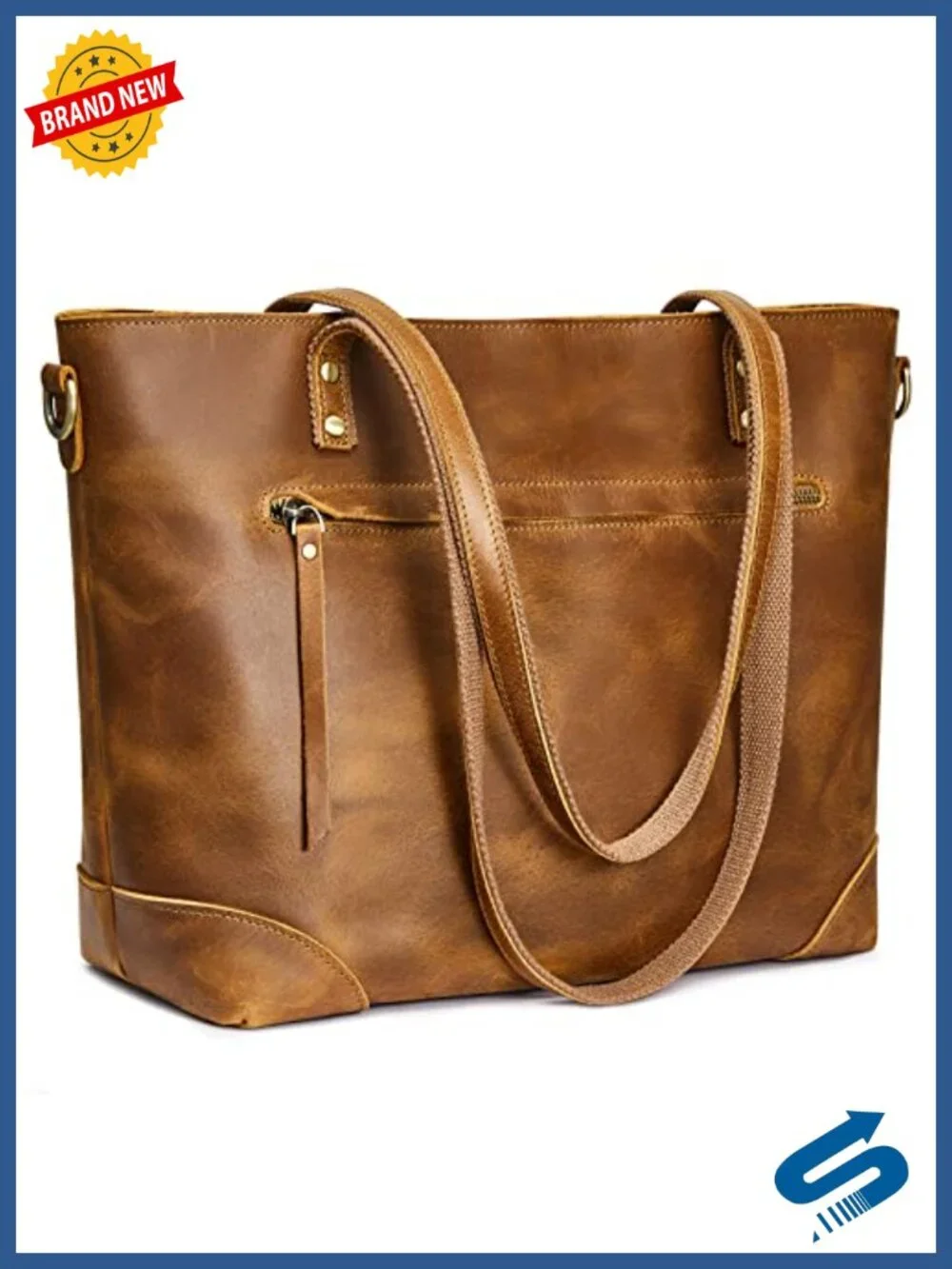 Genuine Leather Tote Bag for Women, Fits 14